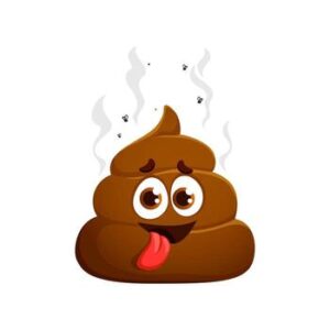 cartoon poop poo emoji with tongue out and smell vector